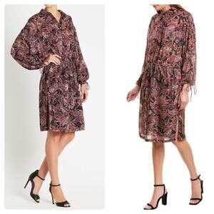 NEW IRO Placid Dress Black/Pink Paisley